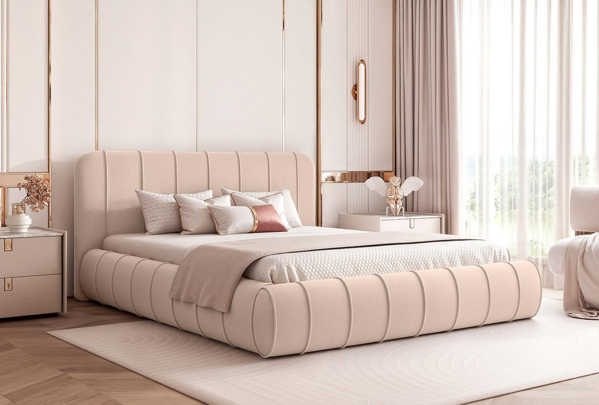 POLSTERBETT TIRO 160x200 cm, Beige - Beige, Textil (200/160cm) - Fedve