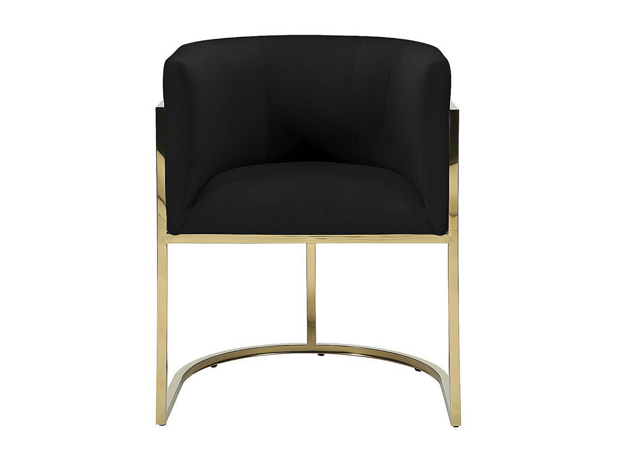 STUHL mit Armlehnen - Samt & Metall - Schwarz & Goldfarben - PERIA - Schwarz, Textil (56.5/76/60cm) - Pascal Morabito