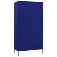 KLEIDERSCHRANK 2-Türig mit 4 verstellbaren Fächern 90/50/180 cm aus Stahl Marineblau - Blau, Metall (90/180/50cm) - vidaXL