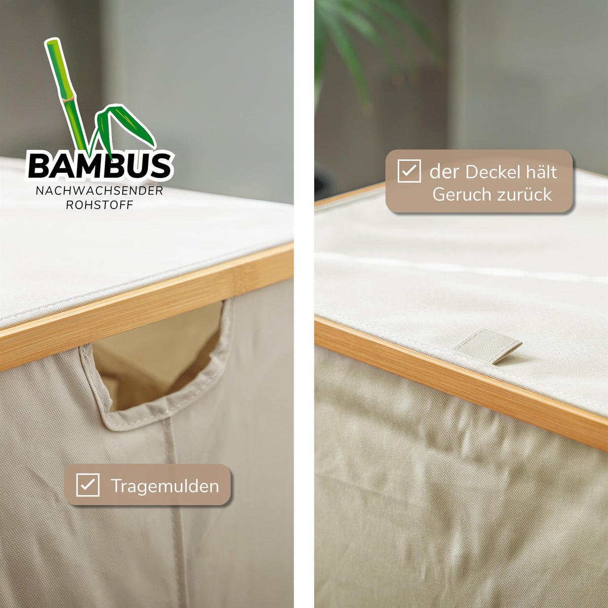 WÄSCHESAMMLER 145 Liter, beige - Beige, Textil (57.5/68/37.5cm) - bremermann