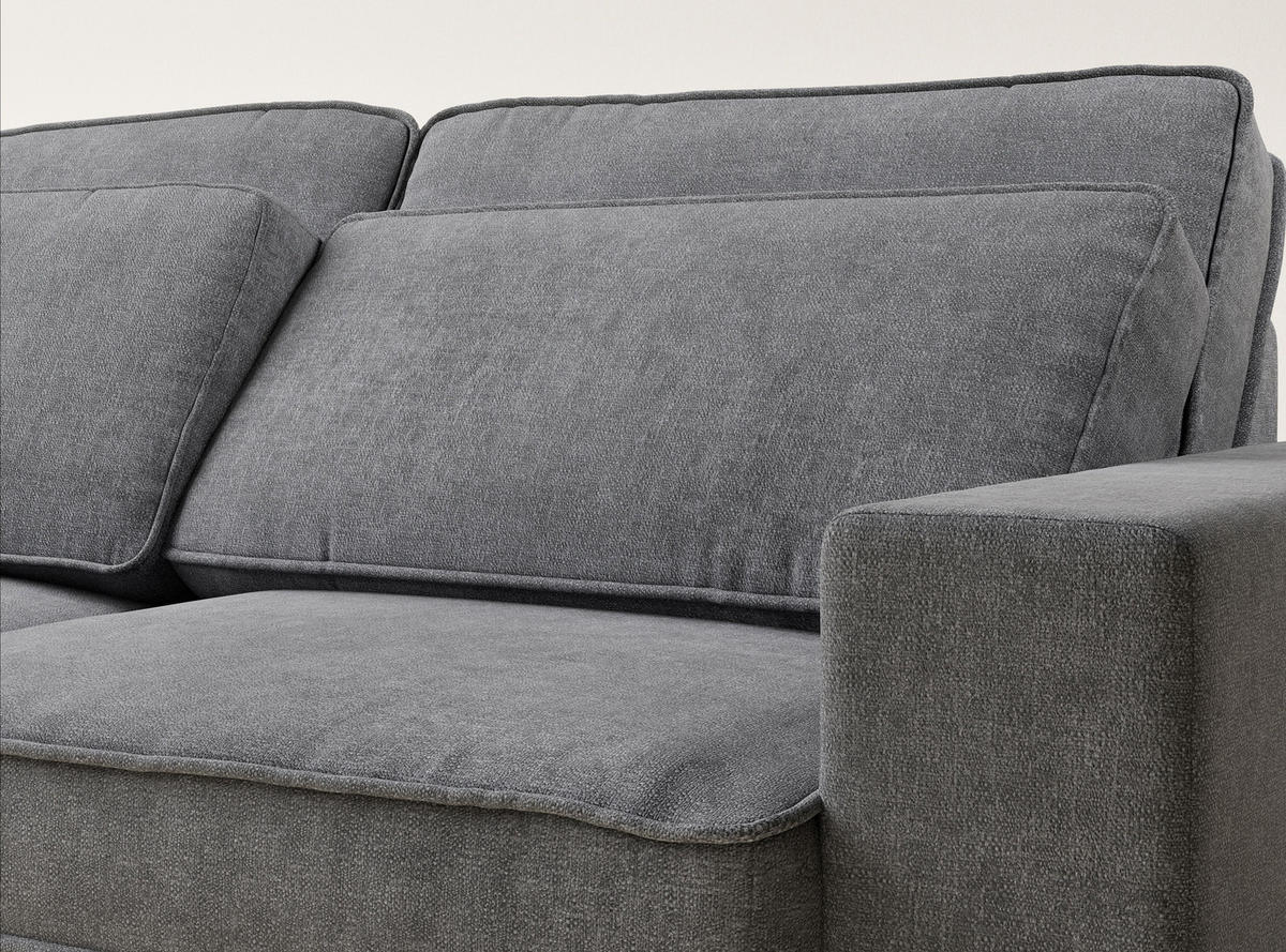 ECKSOFA Kirou Grau Chenille-Stoff - Links Seite - Schwarz/Grau, Holz/Holzwerkstoff (225/311cm) - Maison de Reve