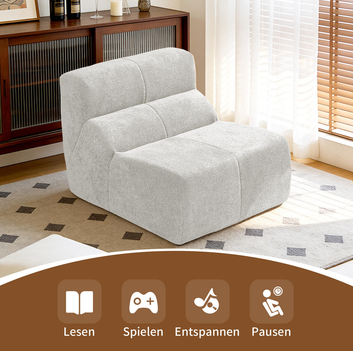 SESSEL 110/79/94 cm White aus Fabric - Weiß, Textil (110/79/94cm) - OKMYHOME