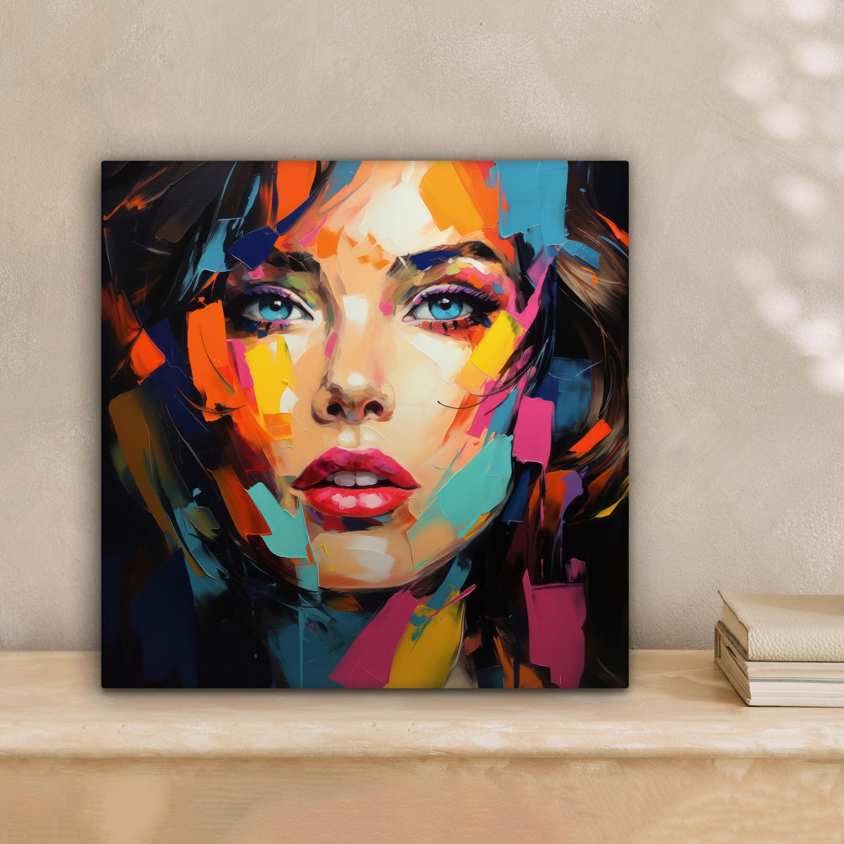 LEINWANDBILD Frau - Porträt - Farbenfroh - Kunst 20x20 cm - Multicolor, Textil (20/20cm) - MuchoWow