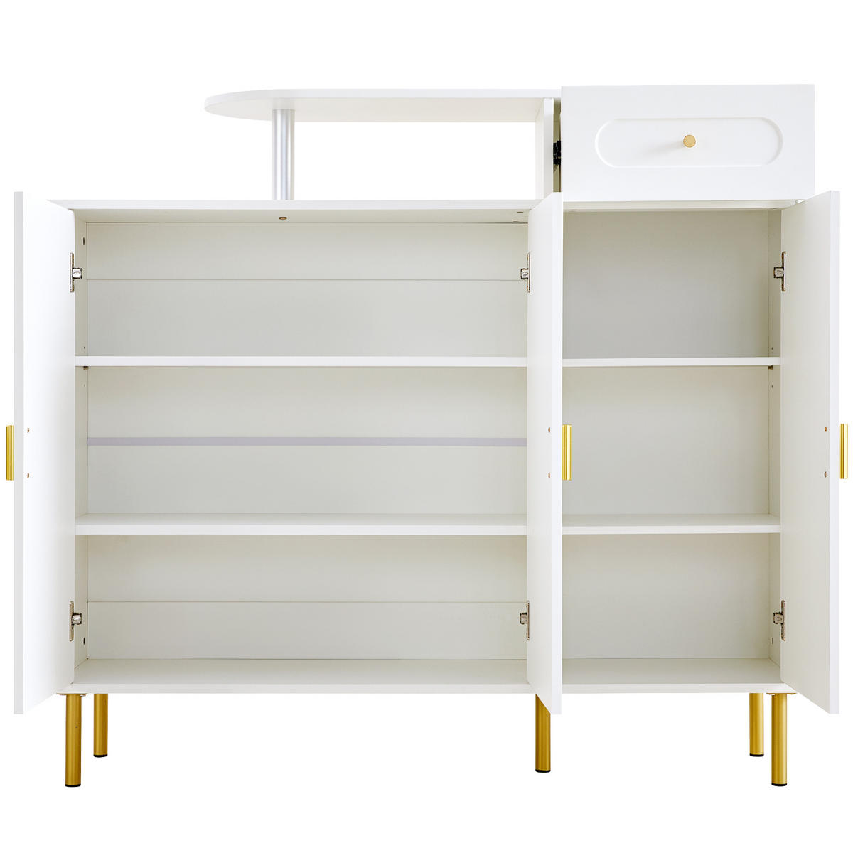 SIDEBOARD mit 3 Türen und 1 Schublade goldenen Akzenten - Weiß, Holzwerkstoff (120/92/35cm) - Urban Meuble