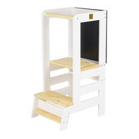 LERNTURM mit Tafel für Kinder, Natur Holz, Weiß-Natur - Weiß/Naturfarben, Holz (39/90/90cm) - MeowBaby
