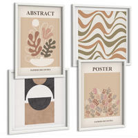BILDER SET 4er Set - 50x50 cm & 40x60 cm Weißer Rahmen - Abstrakte Formenmuster - Weiß, Kunststoff (50/50cm) - TULUP