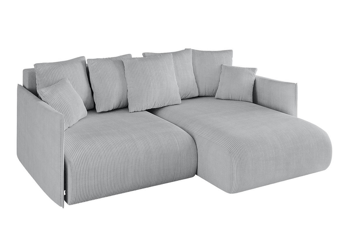 ECKSOFA Ottomane rechts ONESK-L 216x177x72 Grau Cord - Grau, Holzwerkstoff/Kunststoff (177/216cm) - ALTDECOR