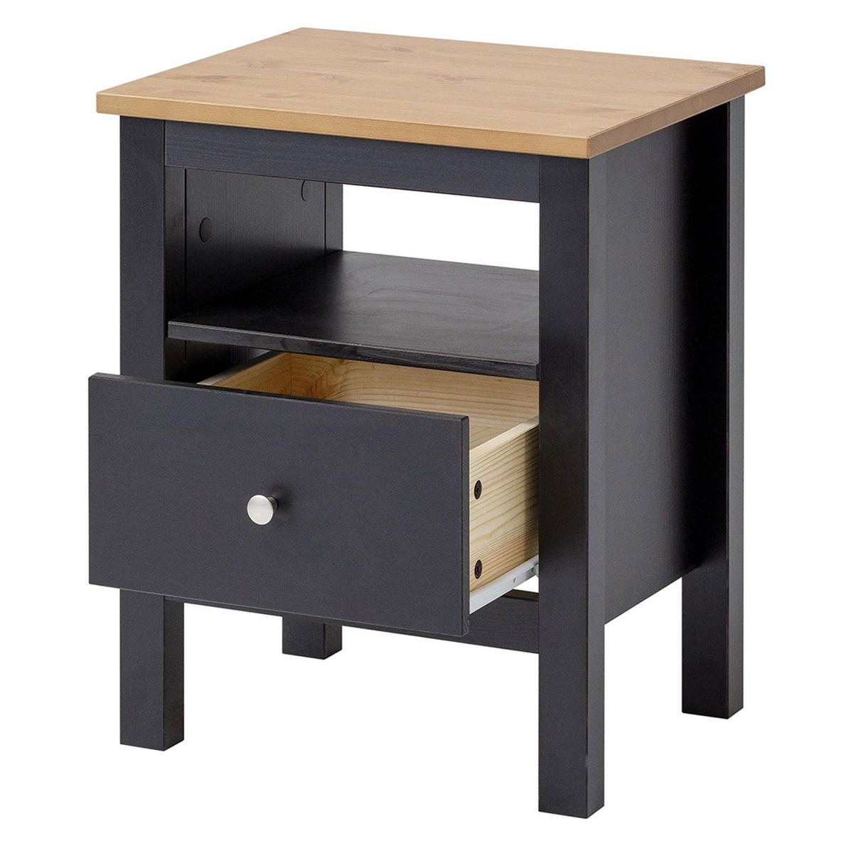 NACHTTISCH Massivholz 37/45/55 cm - Hellbraun/Schieferfarben, Holz (45/55/37cm) - hagge home