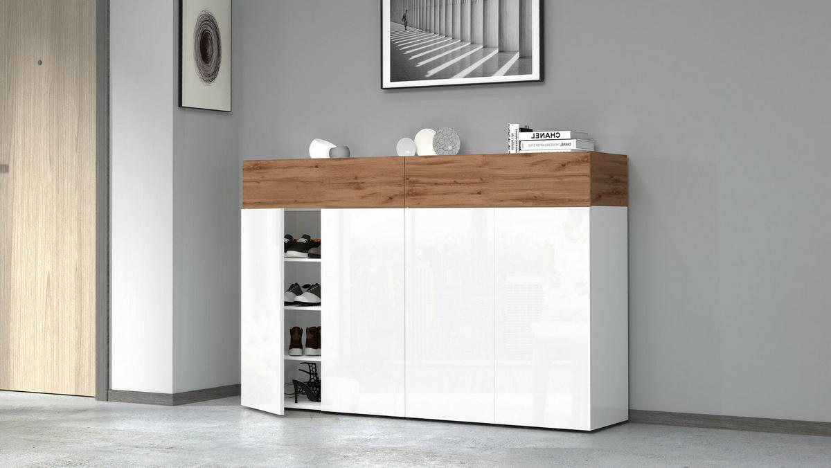 SCHUHSCHRANK Eiche 38/154/100 cm - Braun, Holzwerkstoff (154/100/38cm) - DMORA