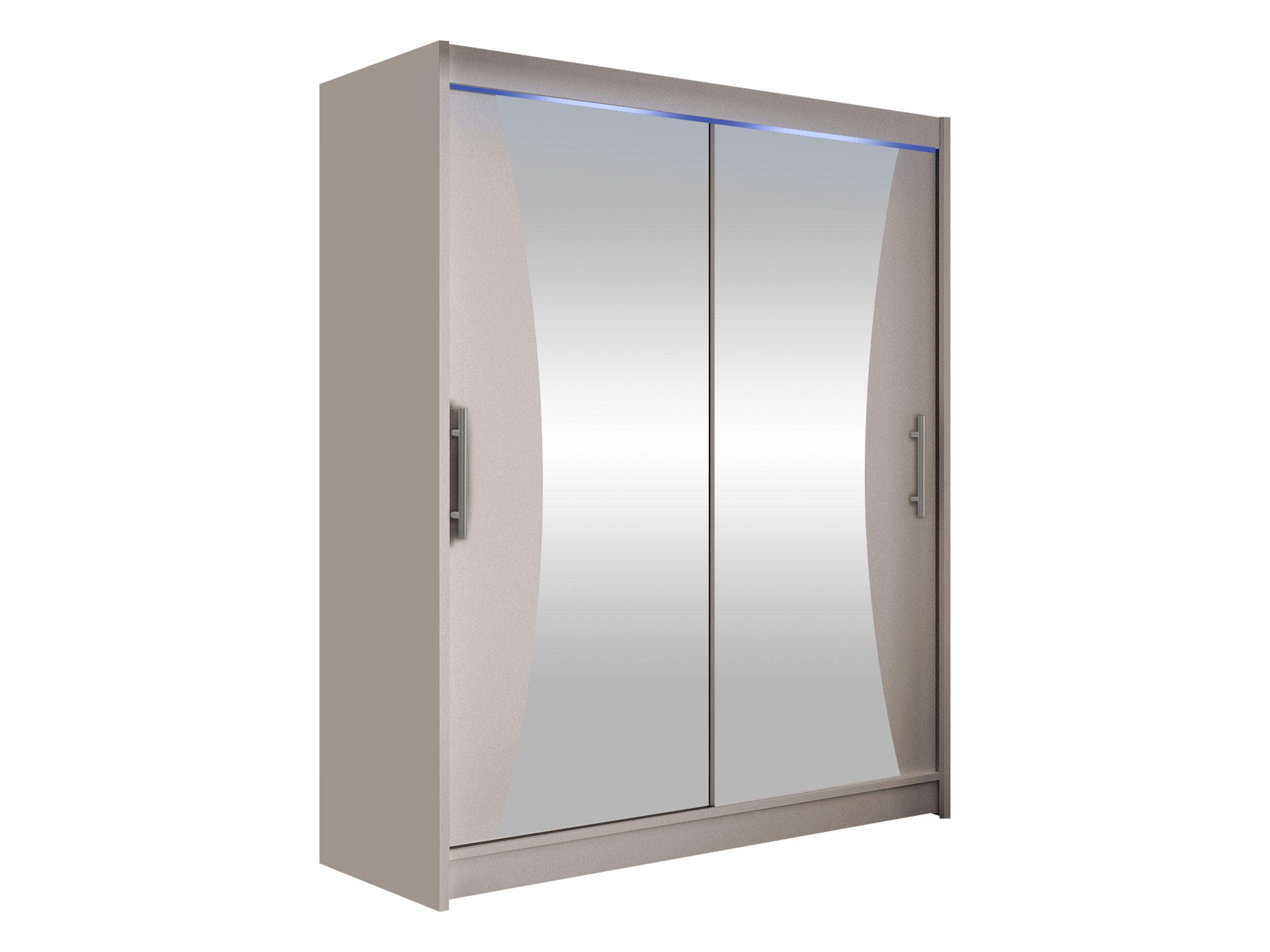 SCHWEBETÜRENSCHRANK Westa IX, mit RGB LED Beleuchtung - Kaschmir/Silberfarben, Holzwerkstoff/Metall (150/200/58cm) - MIRJAN24