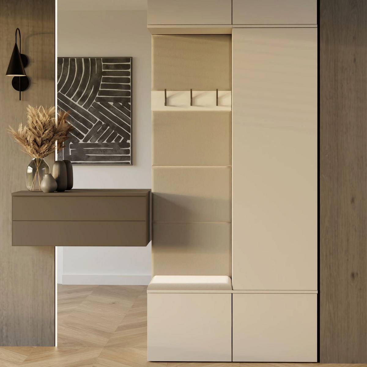 GARDEROBE Gerhard Single - Kaschmir, Holzwerkstoff (50/42/35cm) - kommodly