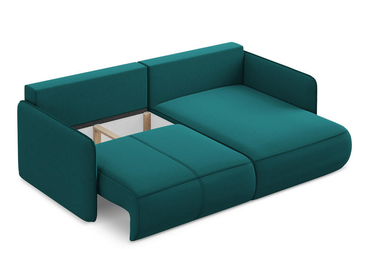 3-SITZER SOFA mit Schlaffunktion Chenille Stoff Beige - Beige/Schwarz, Kunststoff/Textil (216/86/105cm) - Makamii