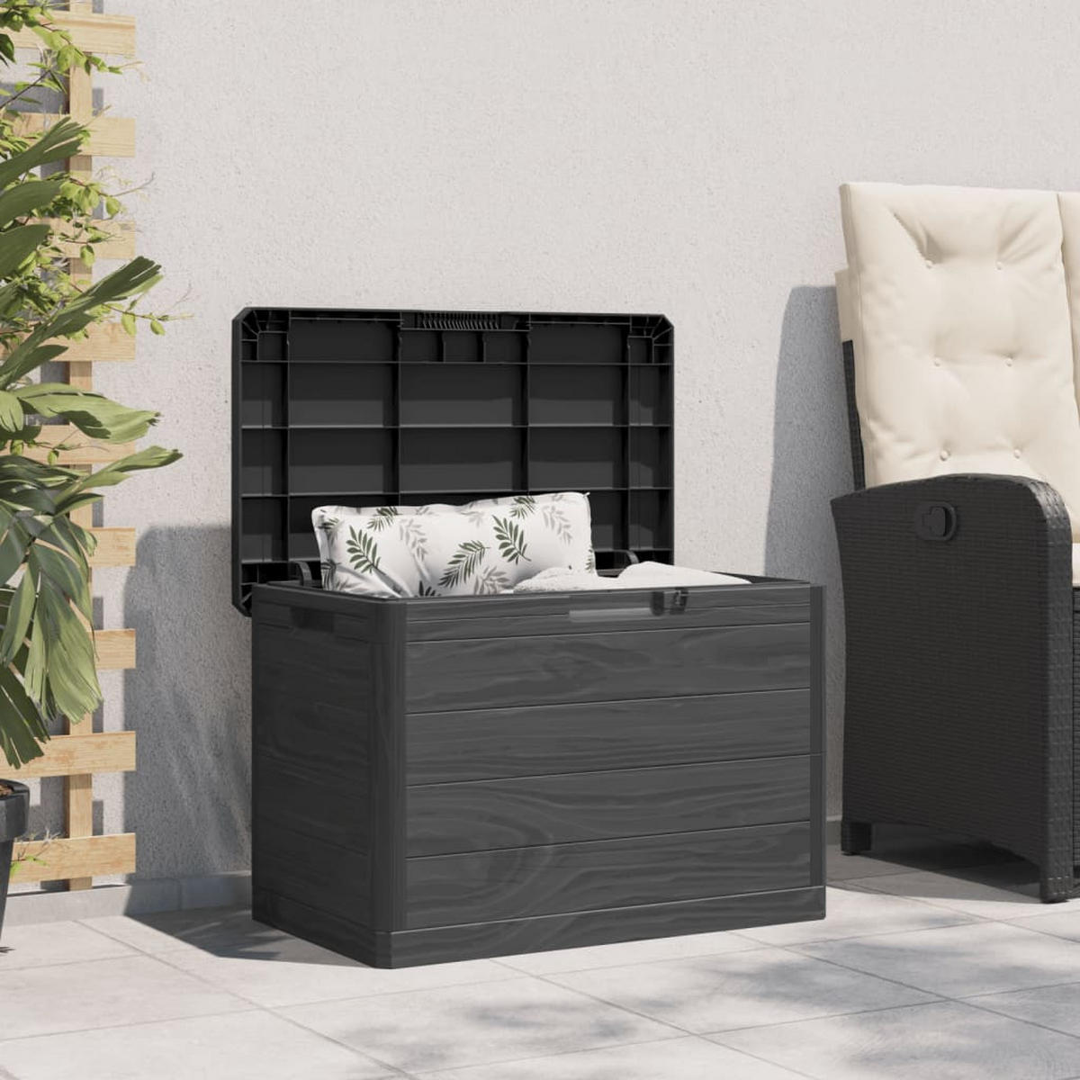 OUTDOOR-KISSENBOX Anthrazit 77.5/44.5/53 Cm Polypropylen - Anthrazit, Kunststoff (77.5/53/44.5cm) - vidaXL