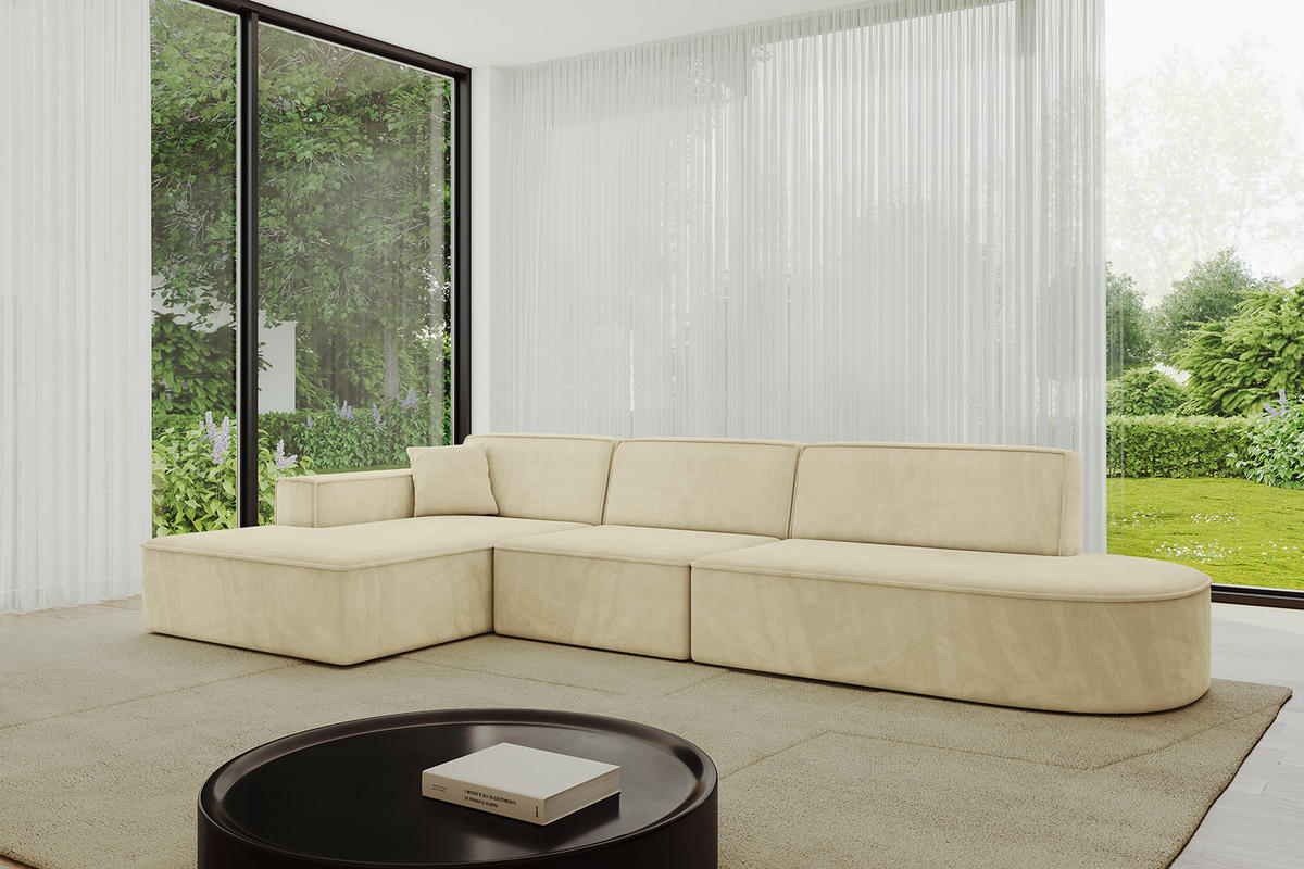 ECKSOFA Ottomane Links IREA-L2-v4 - 318x165x72,5 cm Beige - Beige, Holzwerkstoff/Textil (318/165cm) - ALTDECOR