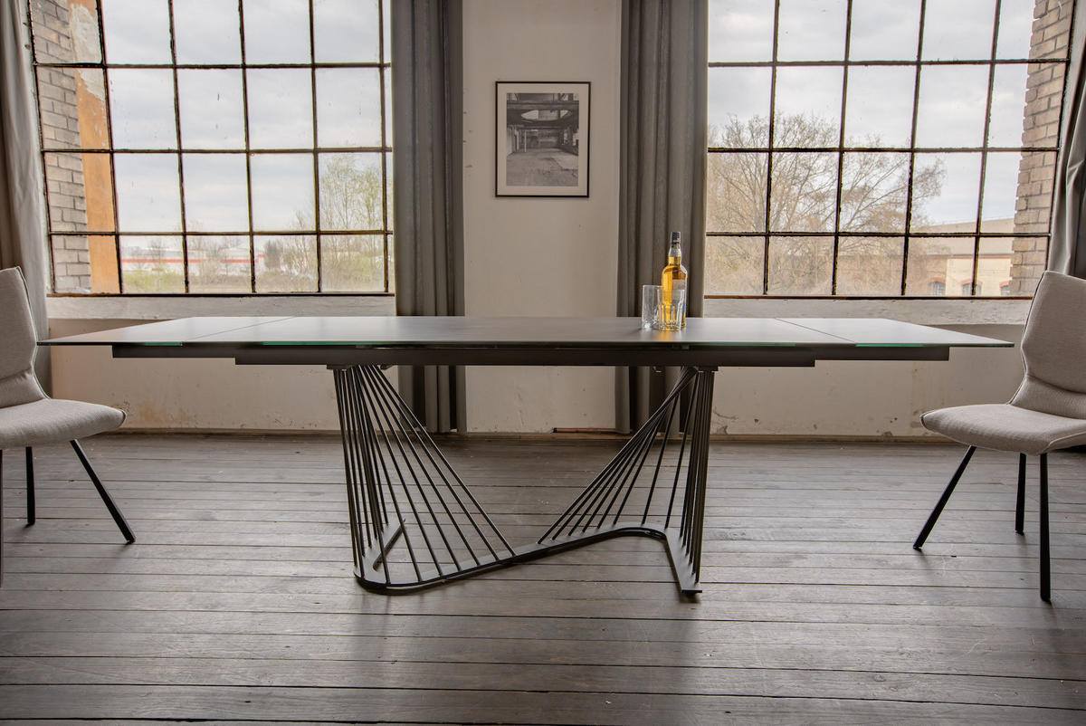 AUSZIEHTISCH ELOISE Schwarz Glas - Schwarz, Glas (180/90/76cm) - KAWOLA
