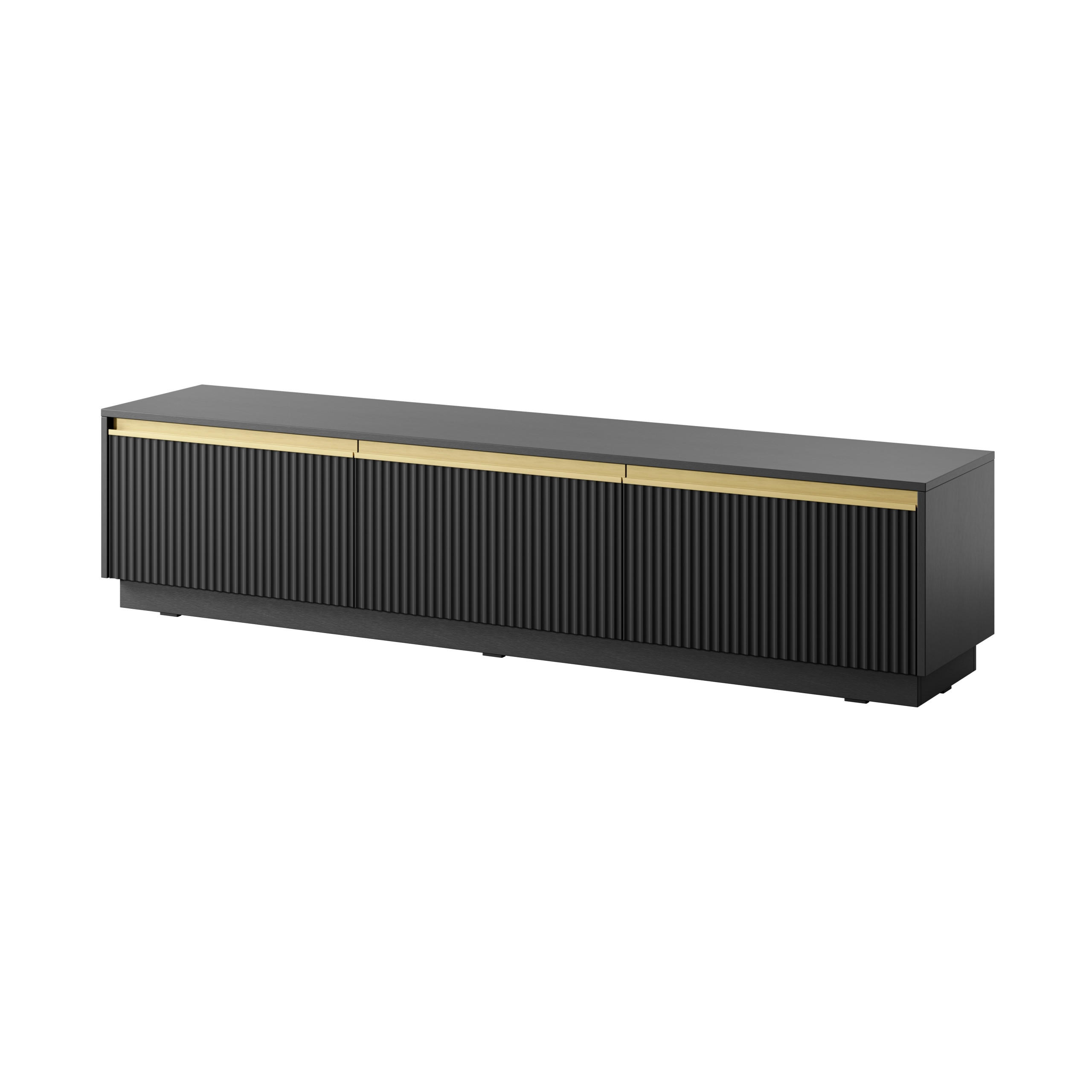 LOWBOARD MAESTRO 180x39x42 cm mit 3 Türen Schwarz - Schwarz, Holzwerkstoff (180/42/39cm) - MASSENO