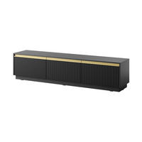 LOWBOARD MAESTRO 180x39x42 cm mit 3 Türen Schwarz - Schwarz, Holzwerkstoff (180/42/39cm) - MASSENO