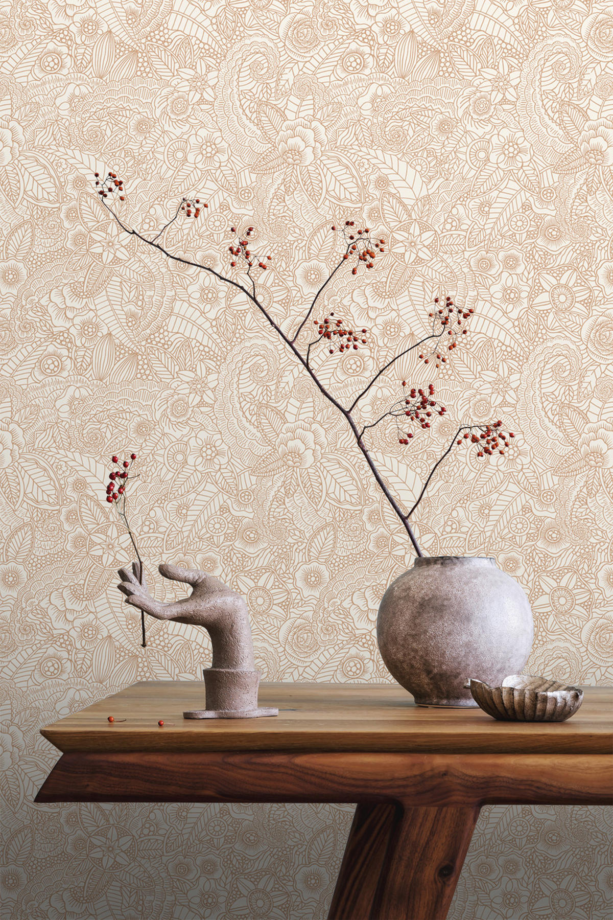TAPETE Blumenzeichnungen 53 cm x 10.05 m - Beige, Papier (53/1000cm) - ESTAhome