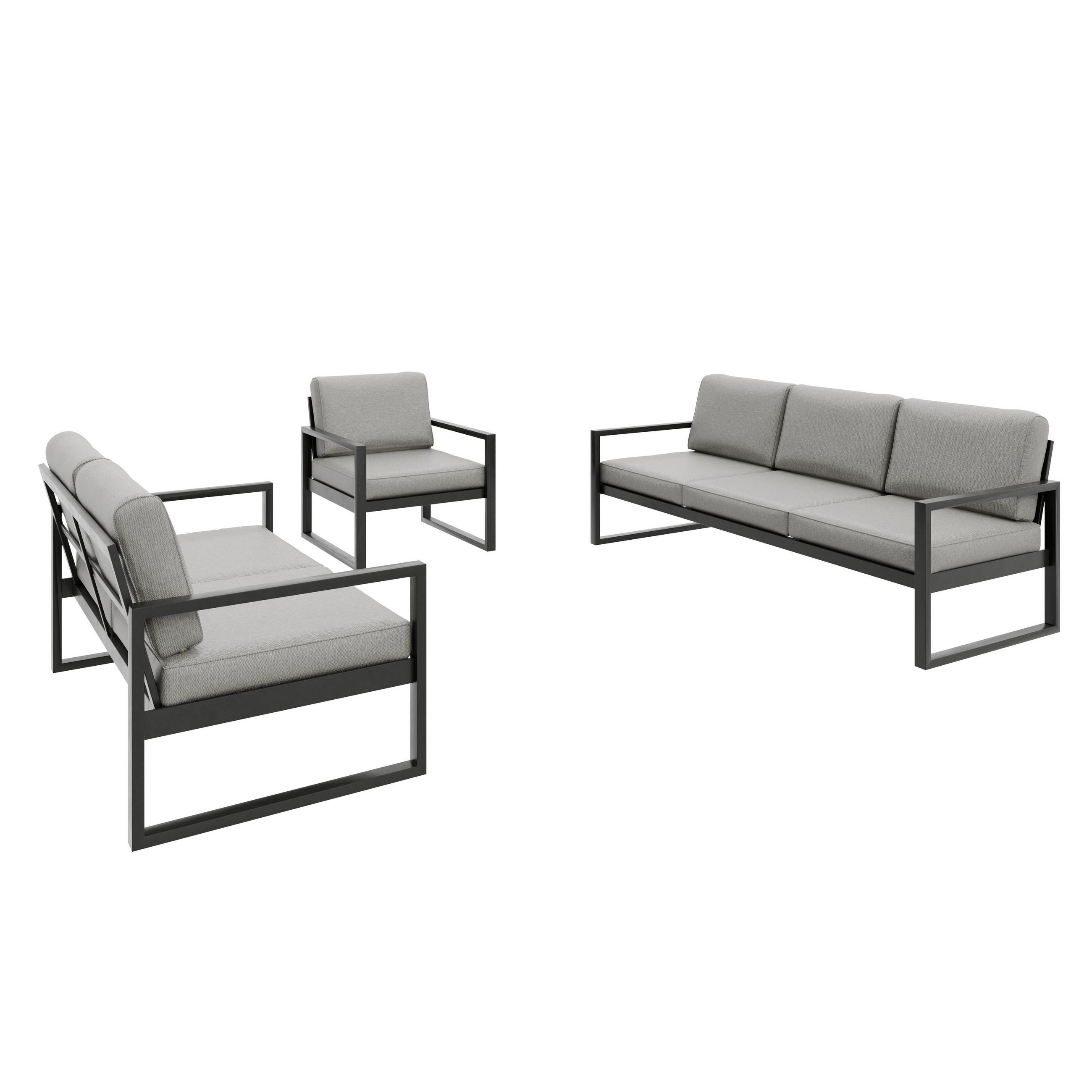 GARTENSET Madera für 6 Personen Balkonmöbel Aluminium Terassenmöbel Sitzbank, 4-tlg. Tisch schwarz, beige - Beige/Schwarz, Kunststoff/Metall - Margaret Hadas24