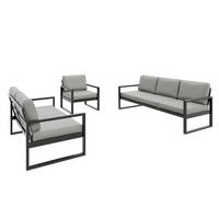 GARTENSET Madera für 6 Personen Balkonmöbel Aluminium Terassenmöbel Sitzbank, 4-tlg. Tisch schwarz, beige - Beige/Schwarz, Kunststoff/Metall - Margaret Hadas24