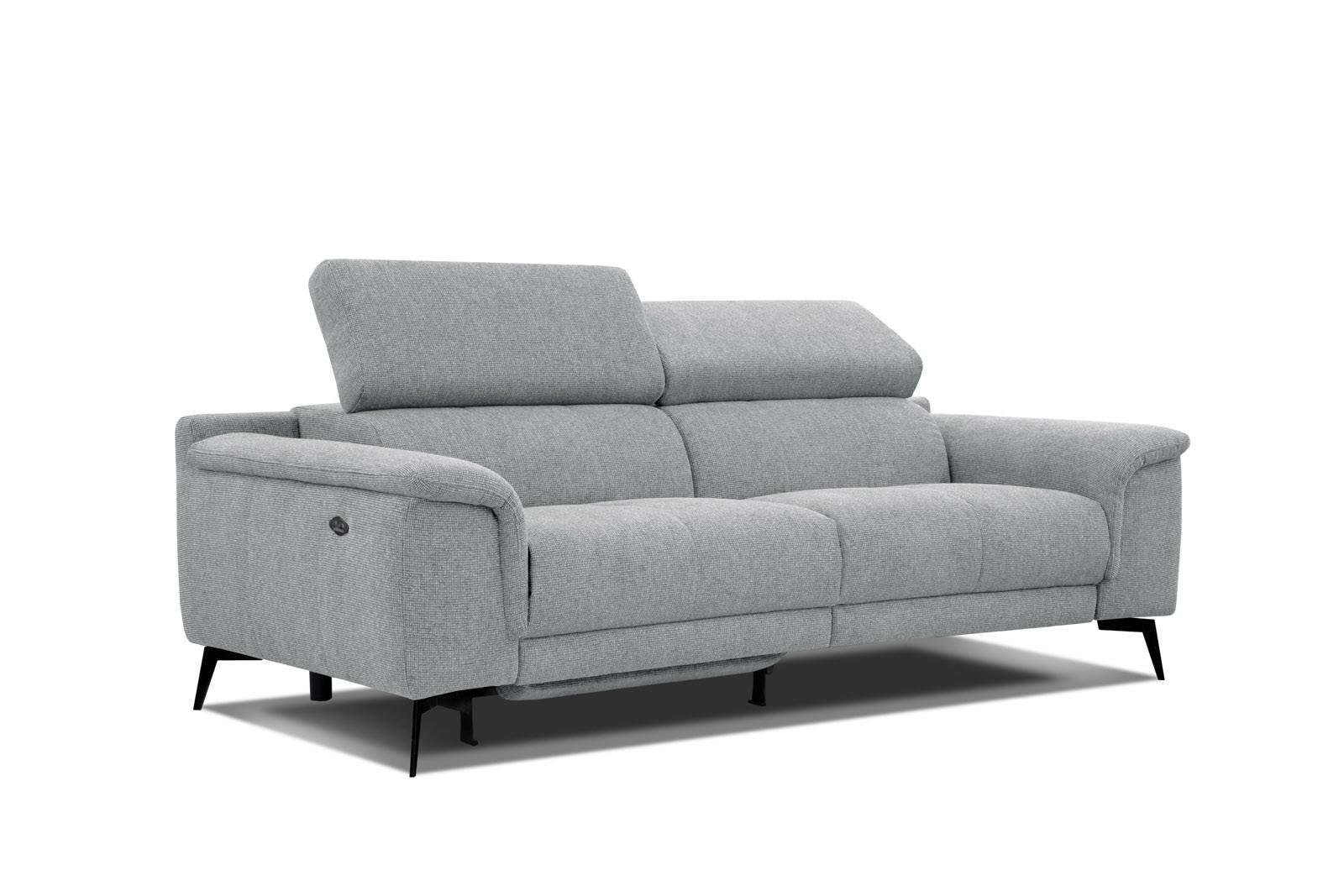 RELAXSOFA FIERO 3-Sitzer mit 1 Relaxfunktion, silberfarben - Silberfarben/Schwarz, Holzwerkstoff/Textil (212/82/103cm) - Courtois Laville
