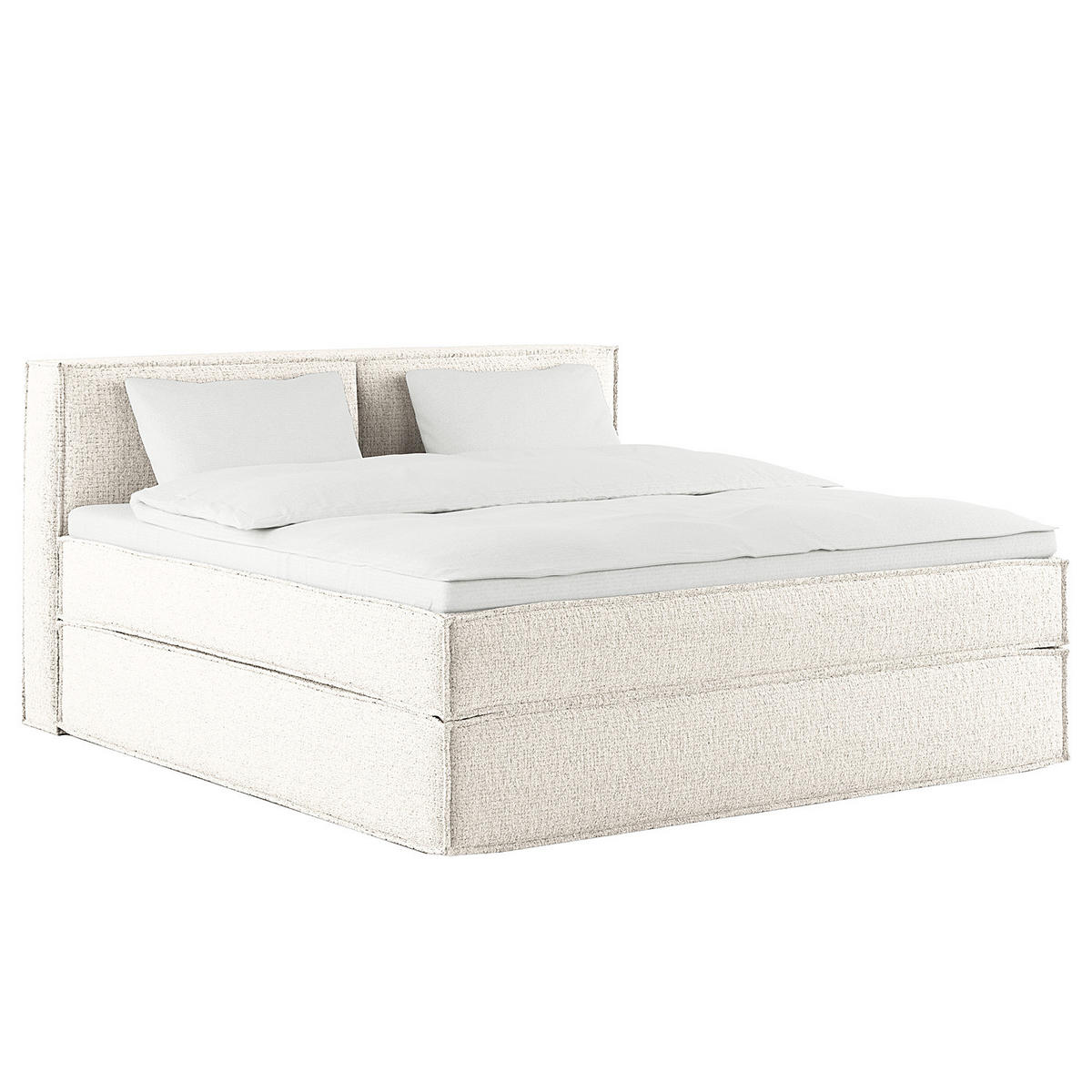 BOXSPRINGBETT mit Kopfteil - Premium - Weiß, Textil (180/200cm) - home24
