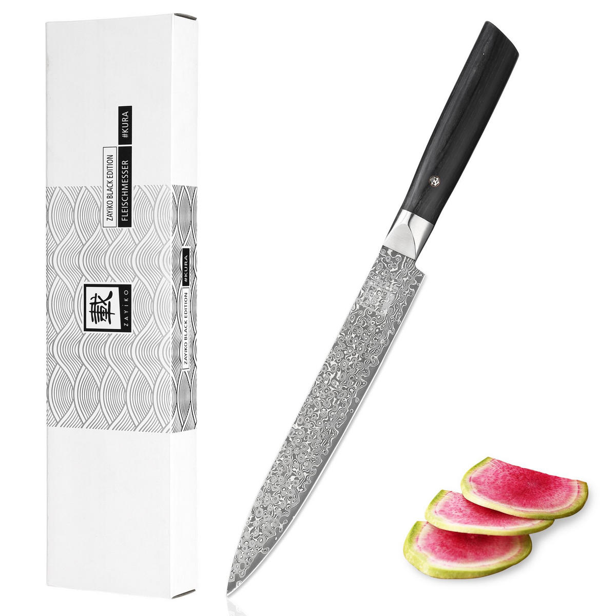 FLEISCHMESSER 20 cm - Schwarz, Holz/Metall (34cm) - Zayiko