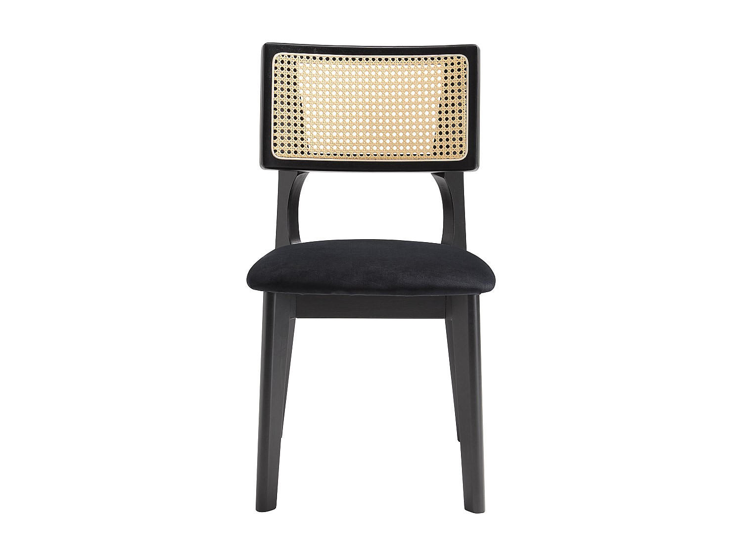 STUHL - 50.5 cm x 48 cm - Samt - Schwarz, Naturfarben Hell - CALENYA - Schwarz/Naturfarben, Textil (50.5/85.5/48cm) - Vente-Unique