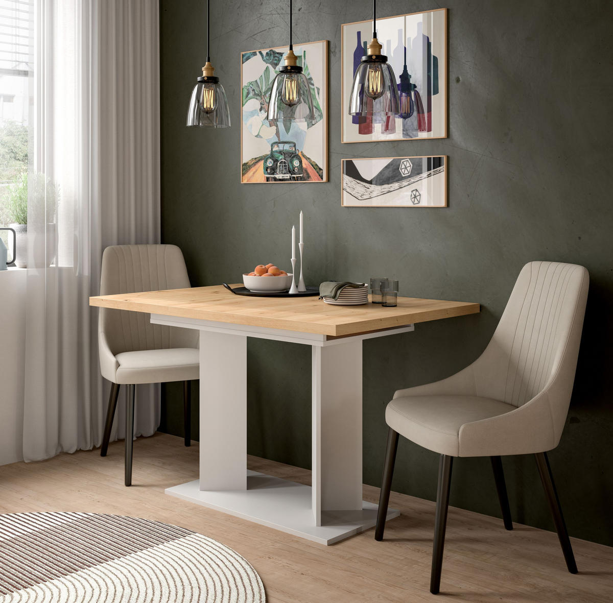 ESSTISCH GUSTAV (B/H/T: ca. 160/76/80 cm) in weiß/Artisan Eiche Nachbildung - Weiß, Holzwerkstoff (80/160/76cm)