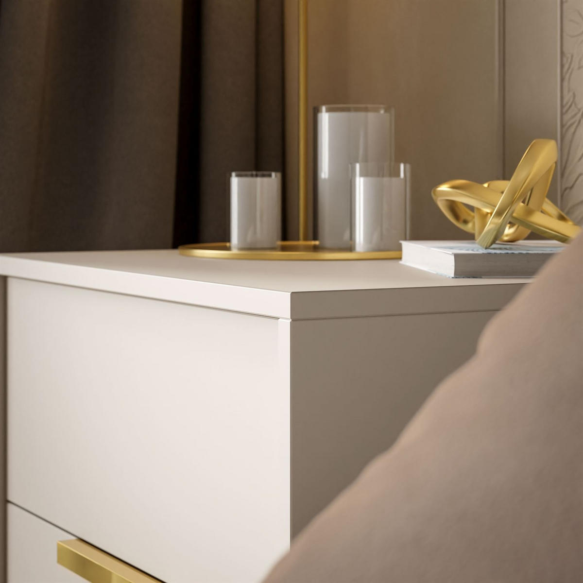 NACHTTISCH MIRACLE mit Schubladen Kaschmir - Kaschmir, Holzwerkstoff (54/63/39cm) - Lookway