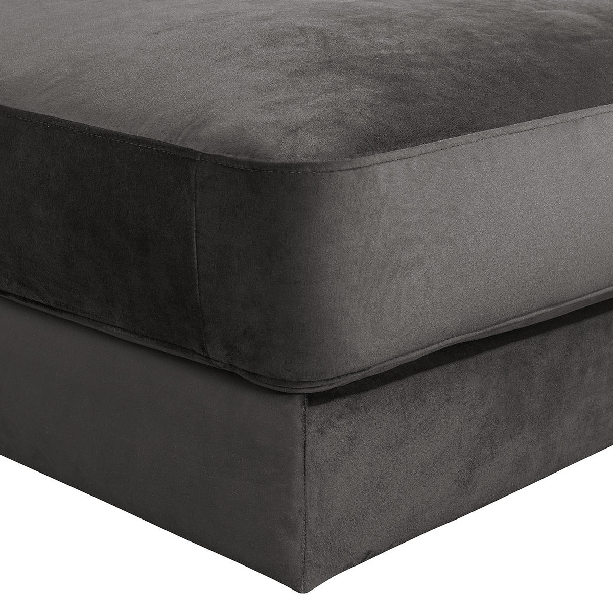 POLSTERHOCKER - Samt - Dunkelgrau/Schwarz, Textil/Metall (112/42/112cm) - home24