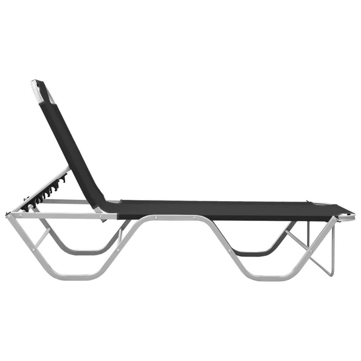 SONNENLIEGE Aluminium und Textilene Schwarz - Schwarz, Metall (59/30/190cm) - furnicato