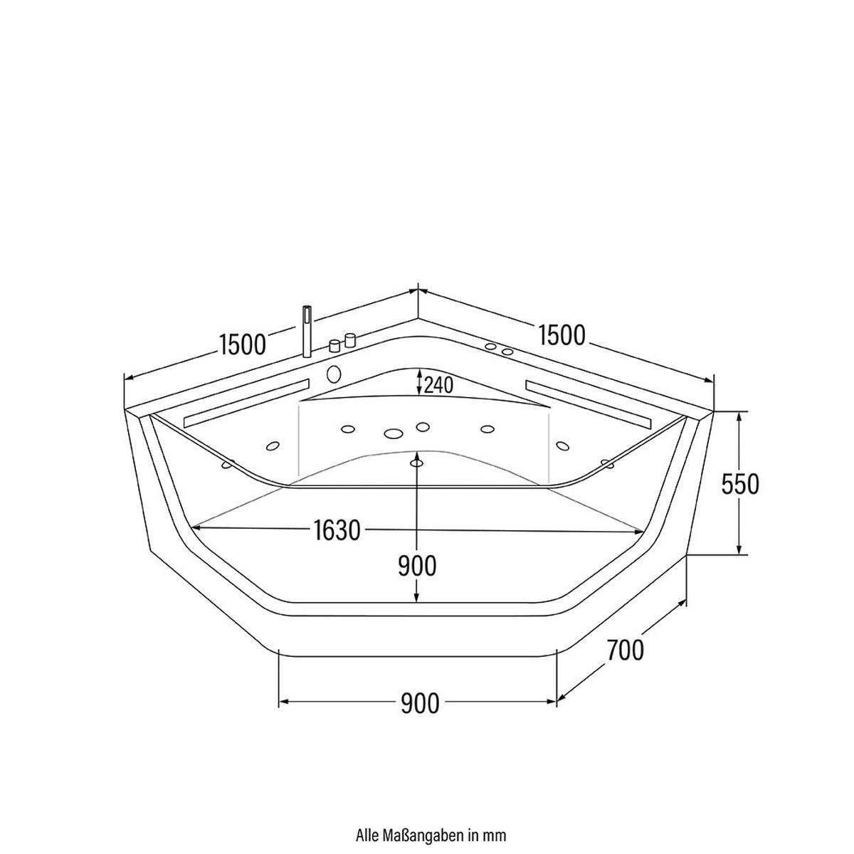 WHIRLPOOL PACIFICO - Weiß, Keramik (150/55/150cm) - Home Deluxe