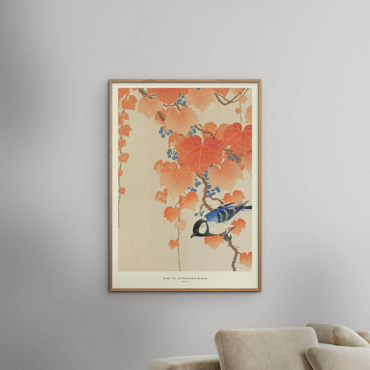 POSTER A.P. Atelier - Great Tit on Paulownia Branch - Orange, Papier (30/40/0.1cm) - Poster&Frame