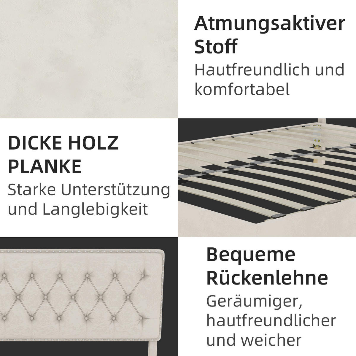 POLSTERBETT 140/200 cm in Beige Samt mit Stauraum - Beige, Holzwerkstoff/Textil (140/200cm) - WISHDOR
