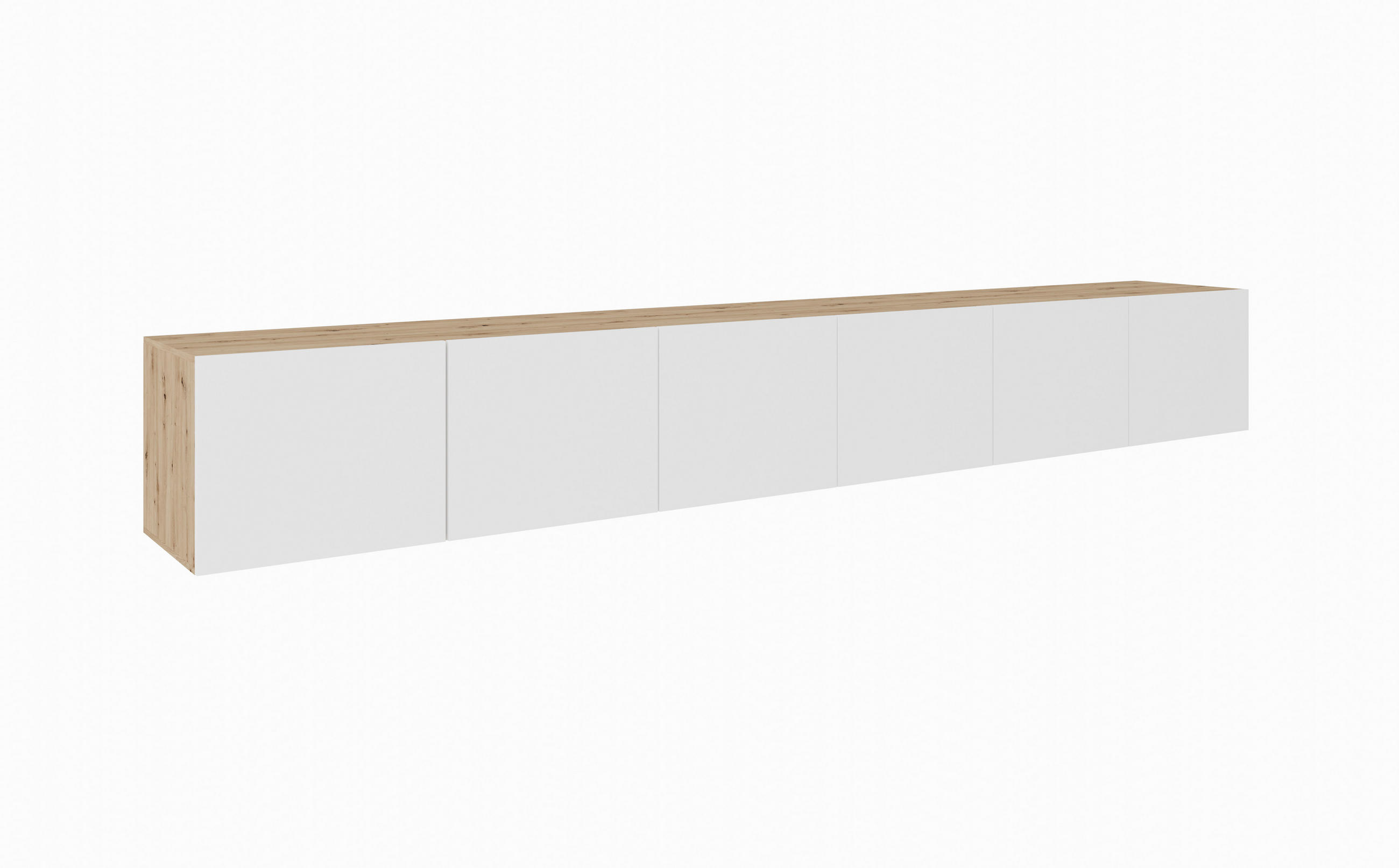 Meblini Tv-Schrank Eiche Artisan, Weiß 300x41x40 cm