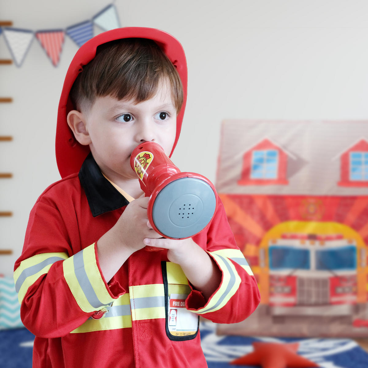 FEUERWEHR Kinderzelt - Rot, Kunststoff/Textil (71/103/94cm) - Relaxdays