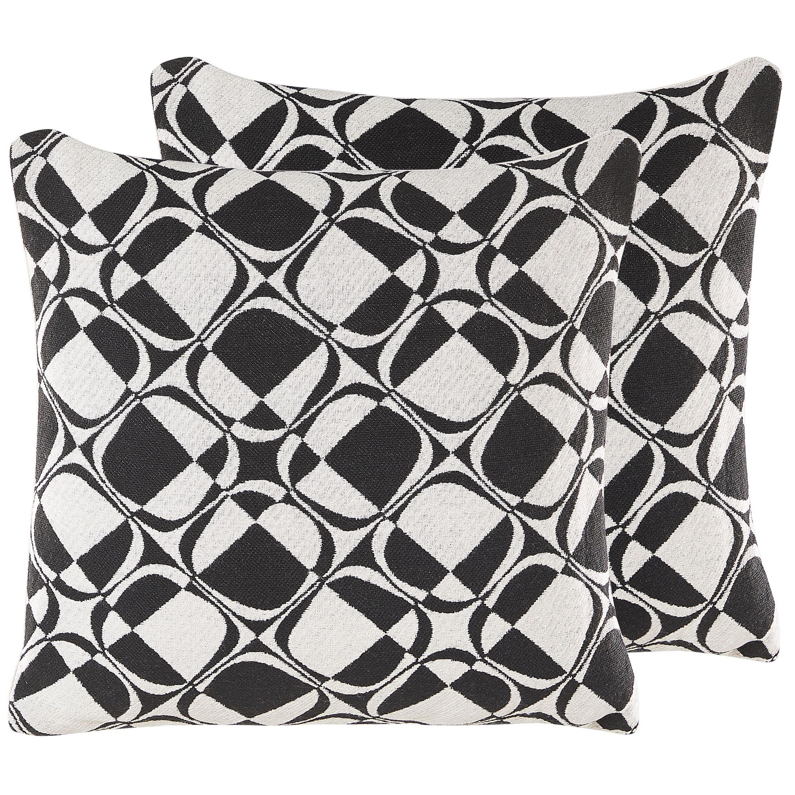 DEKOKISSEN 2er-Set Schwarz-Weiß 45/45 cm Koture - Schwarz, Naturmaterialen/Textil (45/45cm) - Beliani