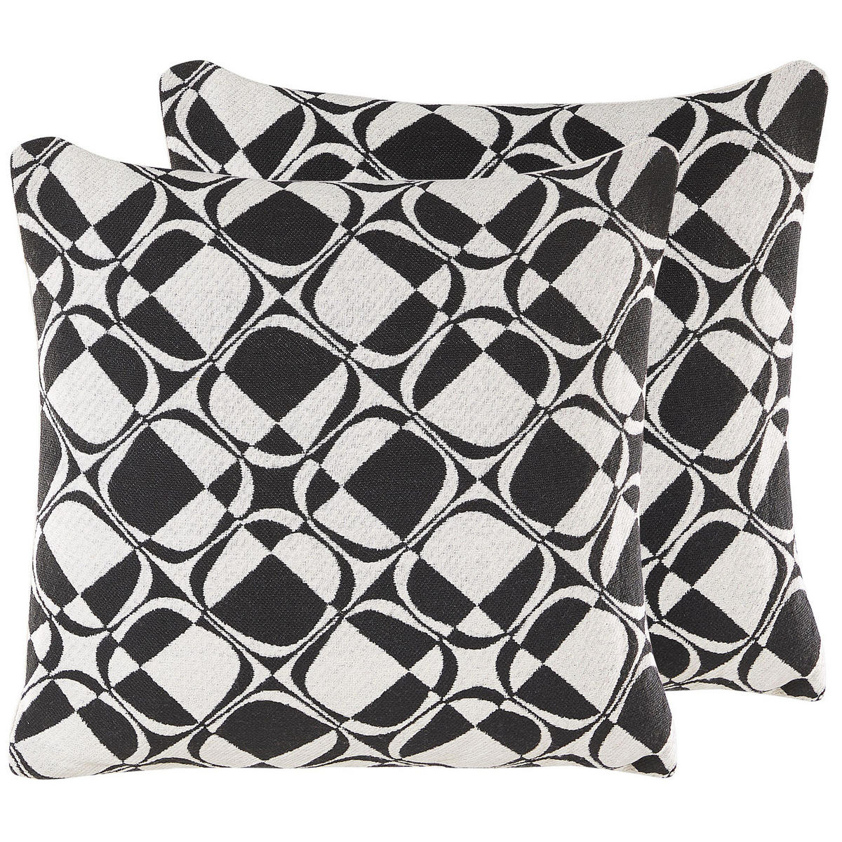 DEKOKISSEN 2er-Set Schwarz-Weiß 45/45 cm Koture - Schwarz, Naturmaterialien/Textil (45/45cm) - Beliani
