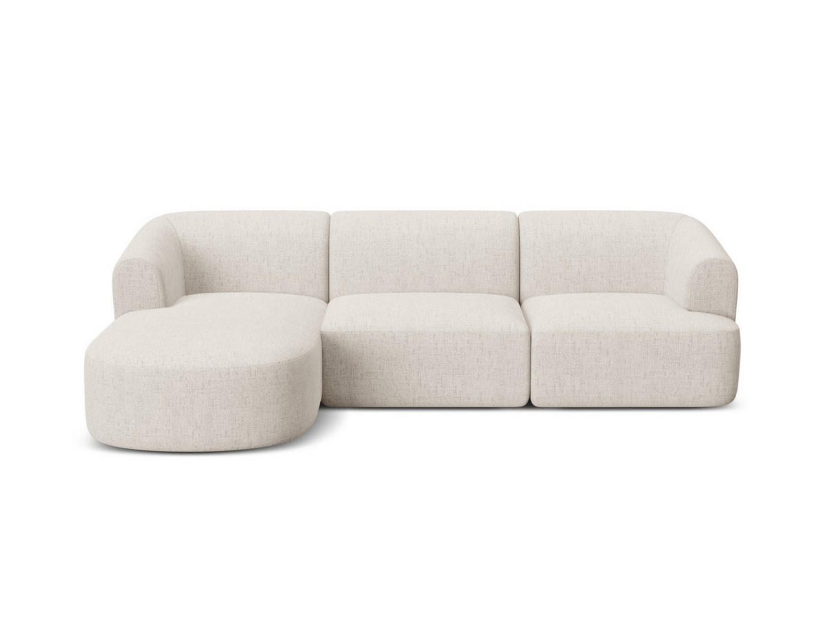 MODULARES-ECKSOFA links Campi aus strukturiertem Stoff leichtes beige 4 Sitzplätze - Creme, Textil (156/256cm) - Cosmopolitan Design
