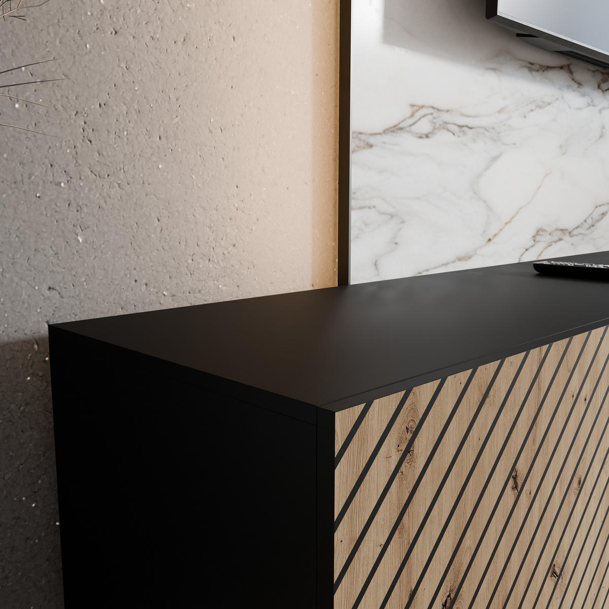 TV-SCHRANK SENTO - Schwarz/Eiche Artisan, Holzwerkstoff (100/41/40cm) - Meblini