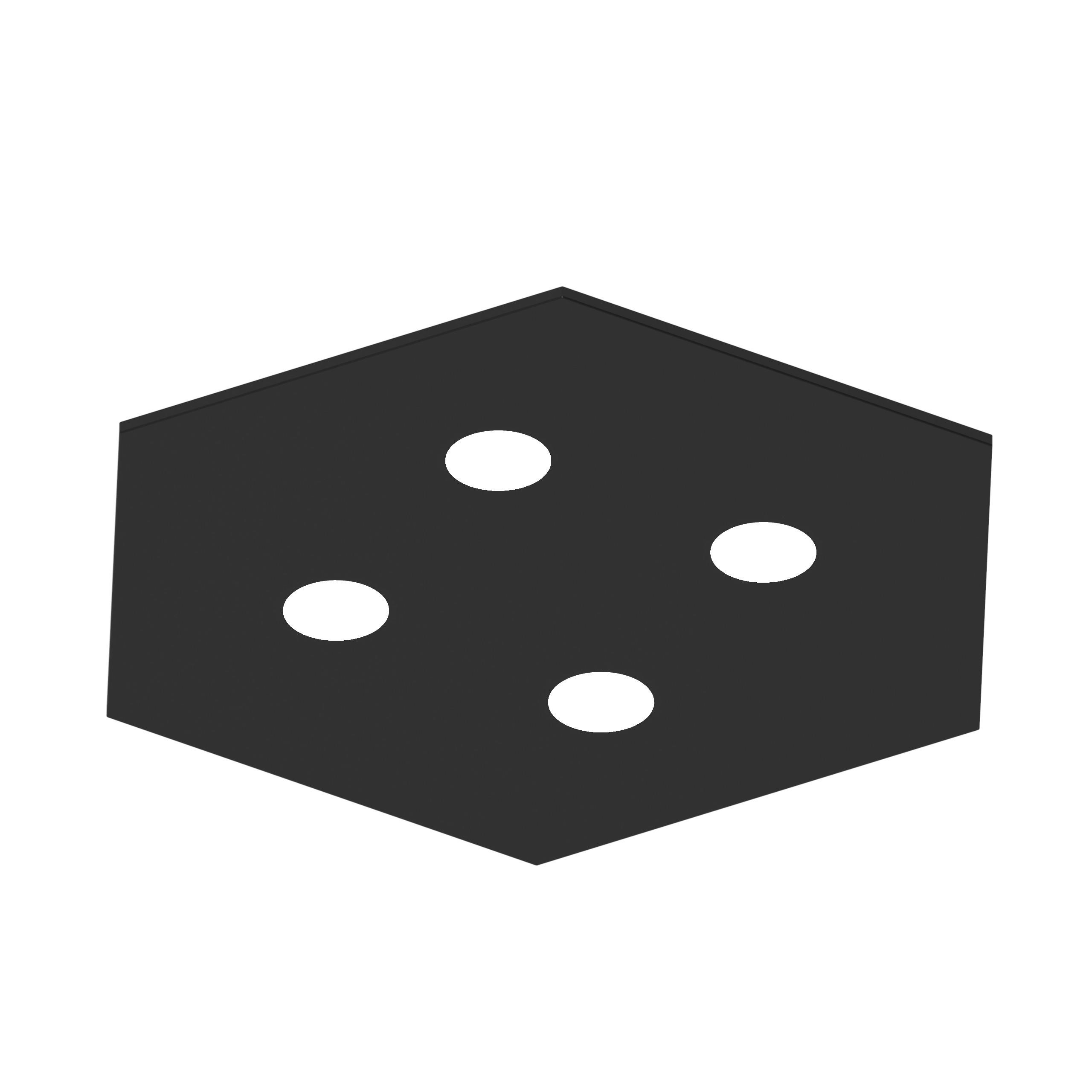 DECKENLEUCHTE - Schwarz Hochglanz, Metall (55/65/4cm) - Lumicom