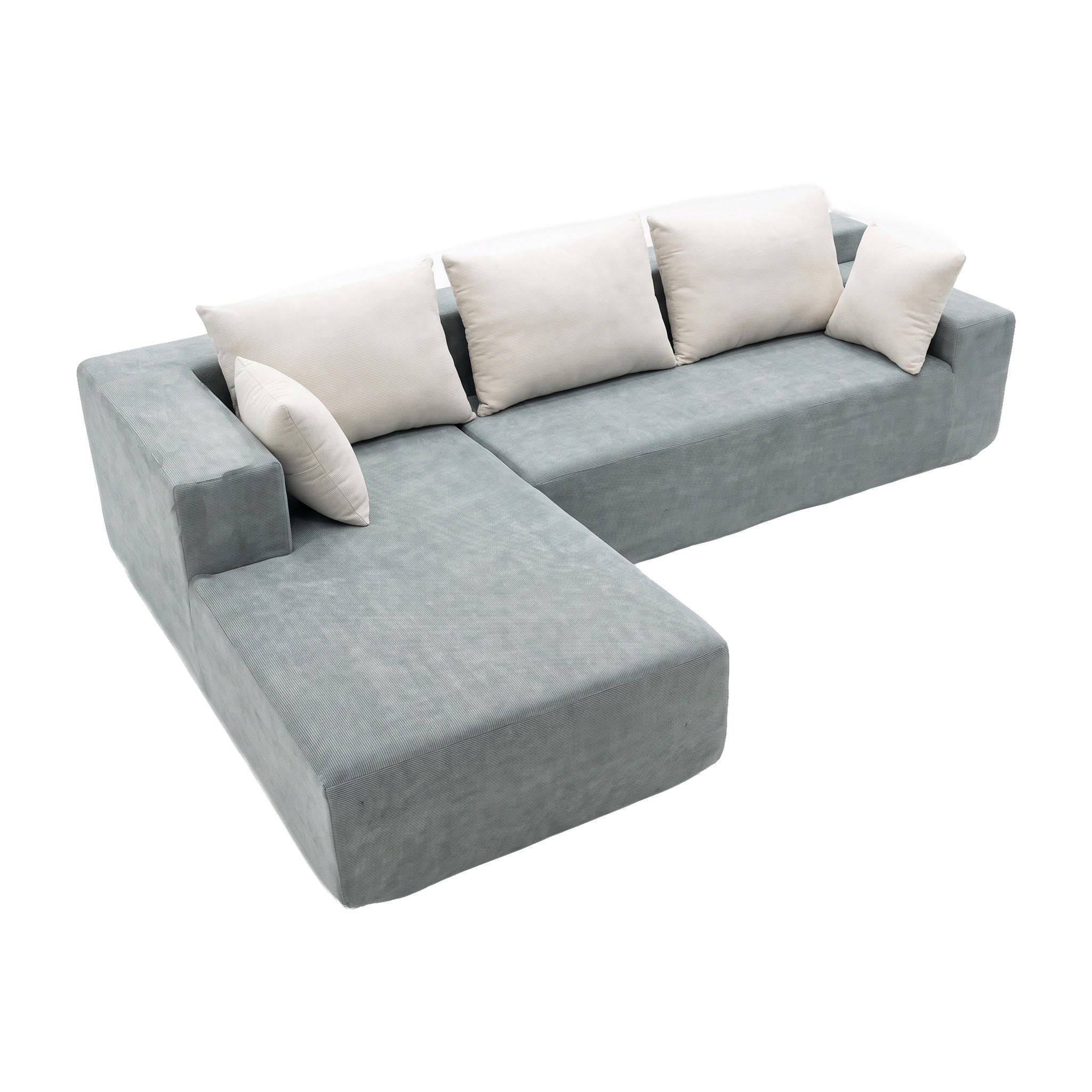 ECKSOFA Luna Salbei Weiß 3-Sitzer Links - Salbeigrün, Textil (267/175cm) - COCO Living