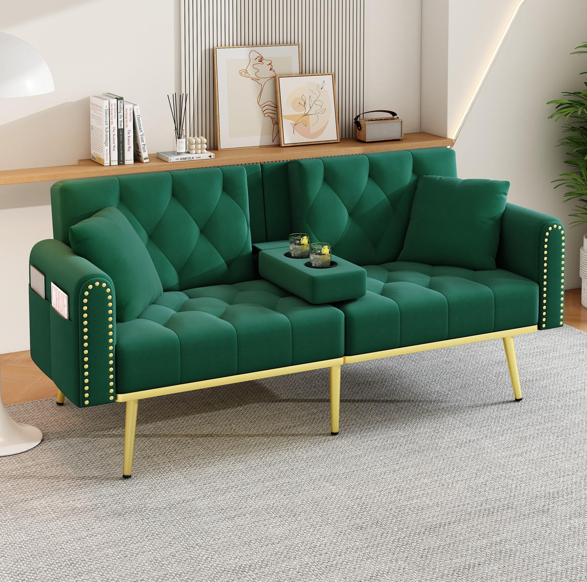 SCHLAFSOFA 175/80/73,5 cm in Grün – mit verstellbarer Rückenlehne - Grün, Textil (73.5/175/80cm) - BEAOK