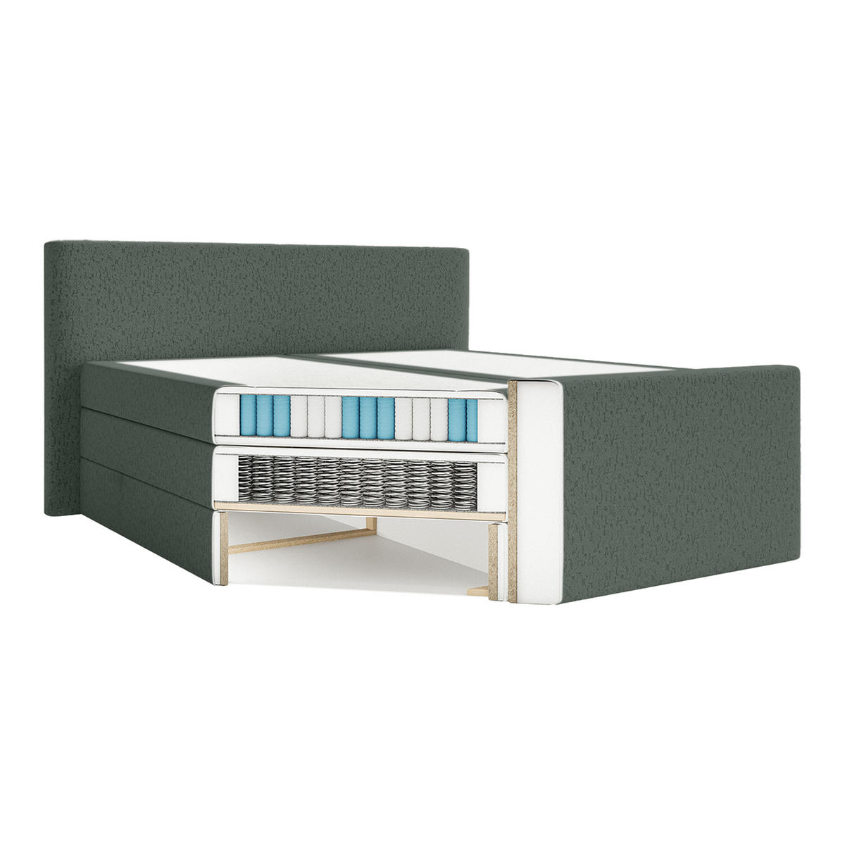 BOXSPRINGBETT Velipoja Premium 140x200 cm, Grün - Grün, Textil (140/200cm) - Fedve