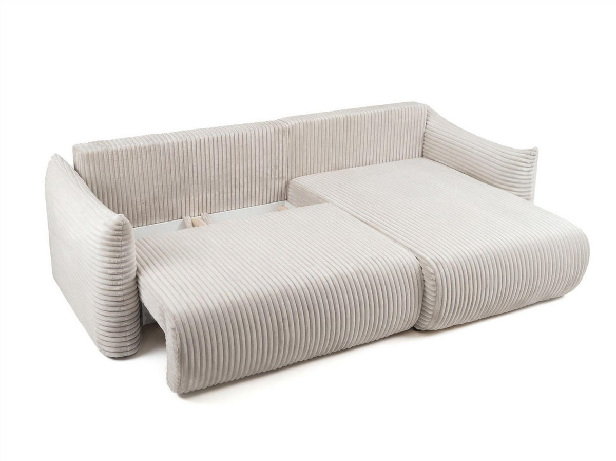 ECKSOFA Mailand Mit Schlaffunktion - Ecru, Holzwerkstoff/Textil (260/154cm) - Fun Möbel