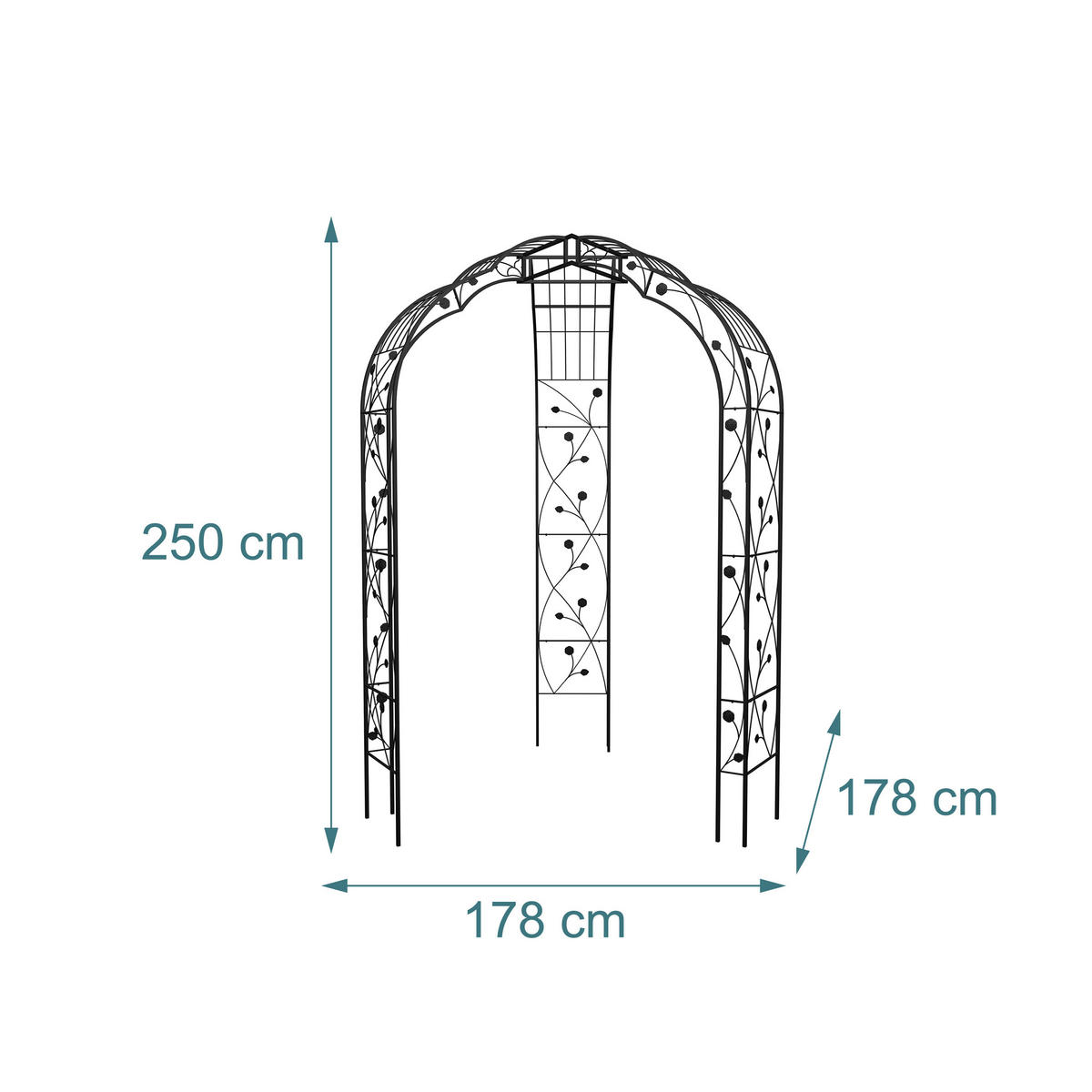 ROSENPAVILLON - Schwarz, Metall (178/250/178cm) - Relaxdays
