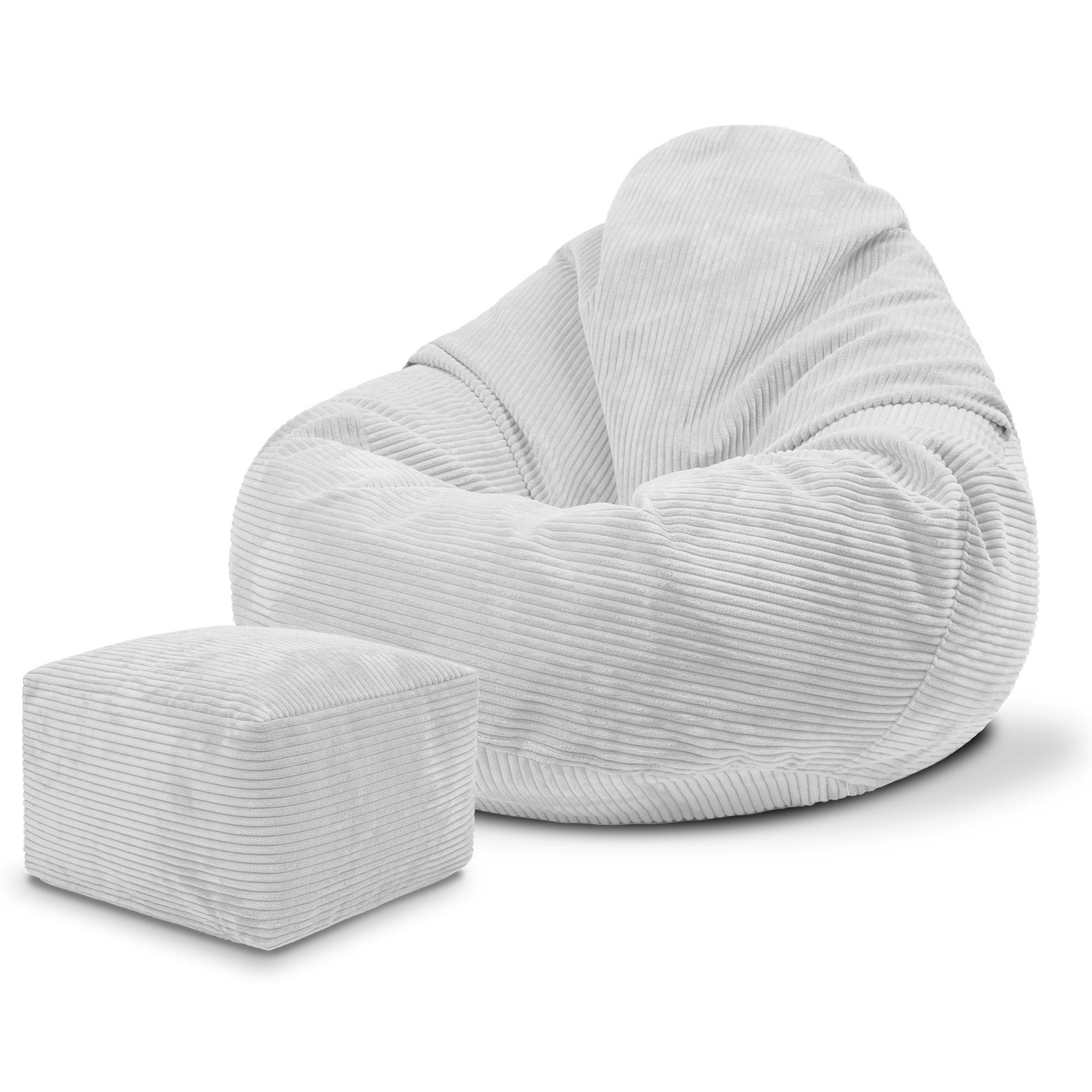 SITZSACK PARADISE MIT FUßSTÜTZE Kordsamt 2-tlg Storm Gray S - Hellgrau, Textil (70/70/70cm) - Dreamroots