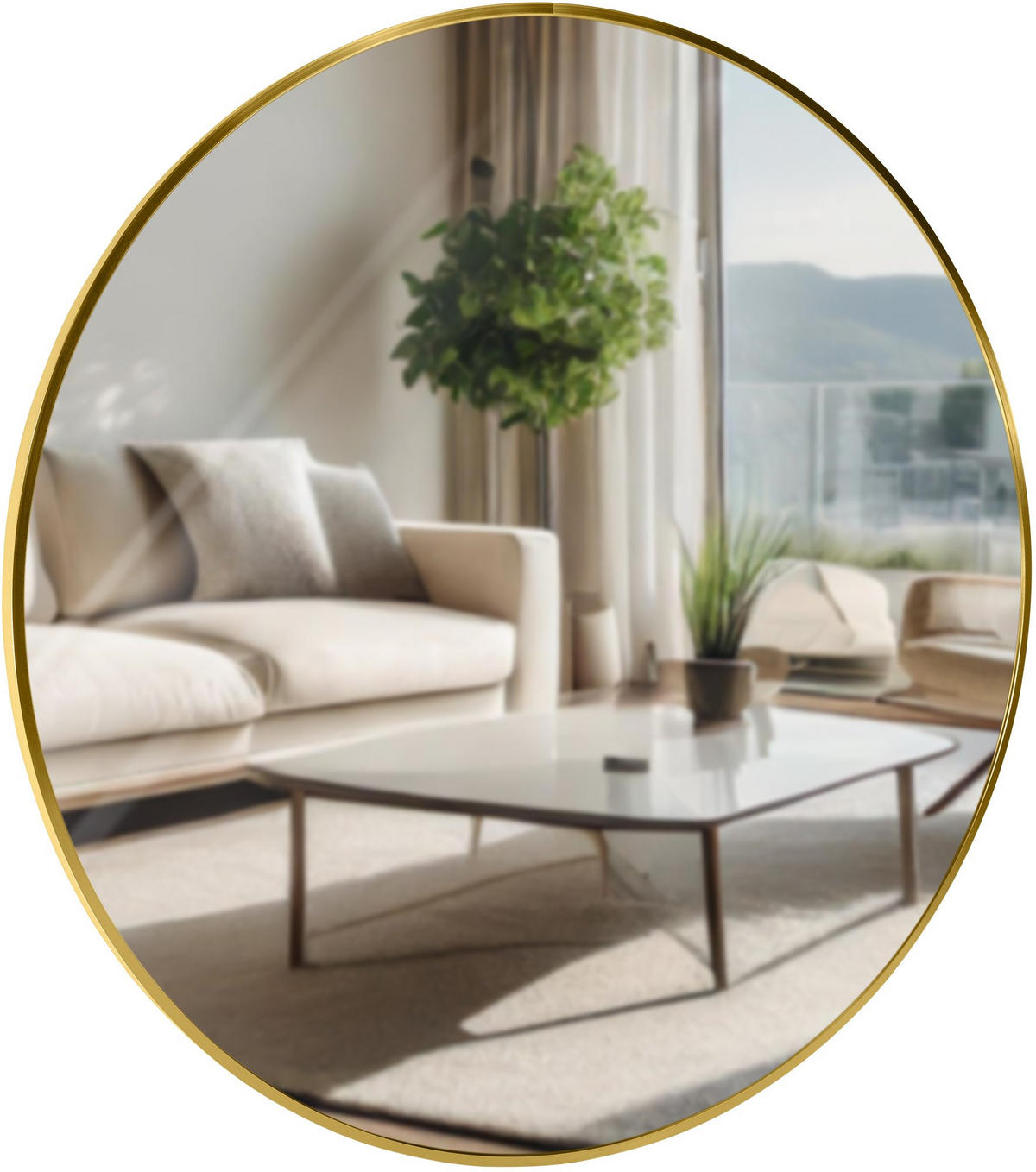 WANDSPIEGEL Gdansk Metall Gold glanz Runder Spiegel - Goldfarben, Metall (80/80/3cm) - DELUKE