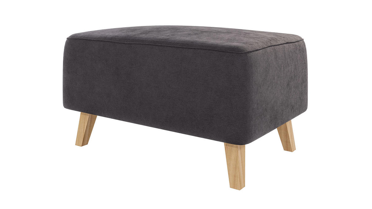 HOCKER Mario Graphit Microfaser - Graphitfarben/Naturfarben, Buchenholz/Textil (95/51/63cm) - S-Style Möbel